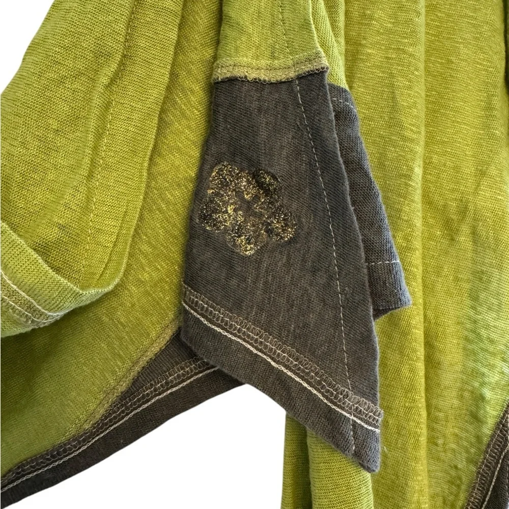 Madeleinene Gaucher Green Euro Linen Made in Quebec Wrap Poncho Art Wear EUC